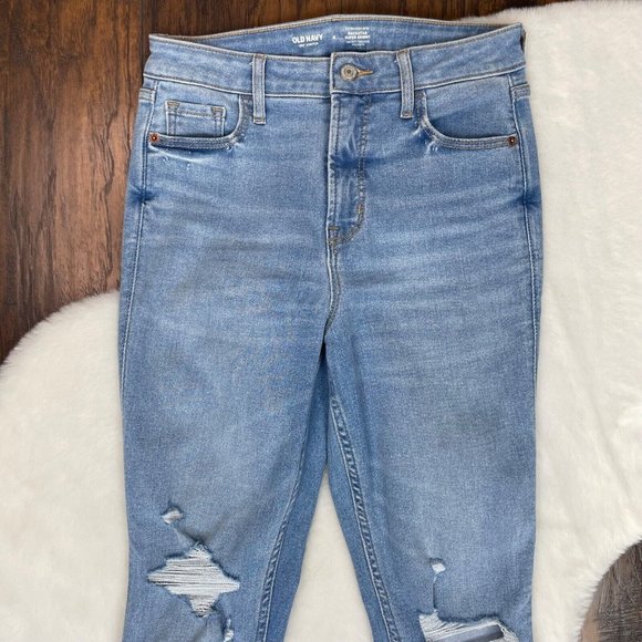 Old Navy Jeans 4 Rockstar Super Skinny High-Rise Light Wash Ripped Stretch Women - Picture 2 of 11